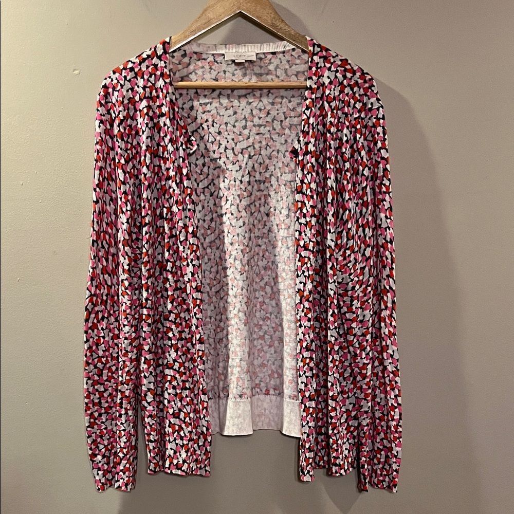 LOFT Red and White Patterned Sweater
